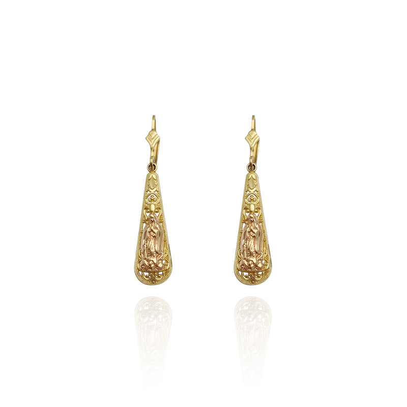 Two-Tone Virgin Mary Drop Earrings (14K) New York Popular Jewelry