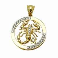 Divtoņu zodiaka zīmes Scorpion CZ kulons (14K).