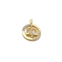 Two-Tone Zodiac Sign Libra CZ Pendant (14K) 14 Karat Yellow Gold, White Gold, Popular Jewelry New York