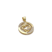 Two-Tone Zodiac Sign Pisces CZ Pendant (14K) 14 Karat, Yellow Gold, White Gold, Popular Jewelry New 