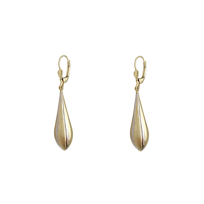 Two-Toned Matte Finish Drop Earrings (14K) Popular Jewelry New York