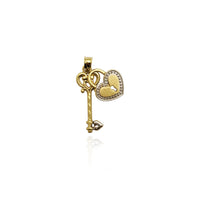 Двотанна підвіска для ключа та серця (14K) спереду - Popular Jewelry - Нью-Йорк