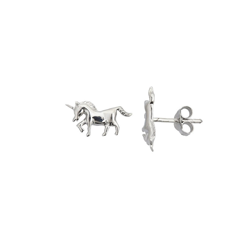 Horse Unicorn Stud Earrings (Silver)