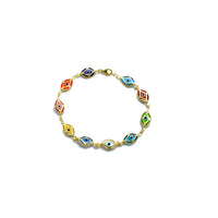 Multicolor Chained Evil Eye Bracelet (14K)
