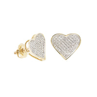 Diamond Pave Heart Stud Earrings (14K)