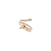 Diamond Coiled Snake Ring rose (14K) diagonal - Popular Jewelry - New York