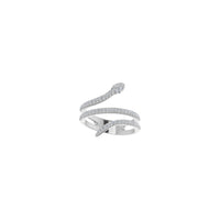 Diamond Coiled Snake Ring white (14K) front - Popular Jewelry - New York