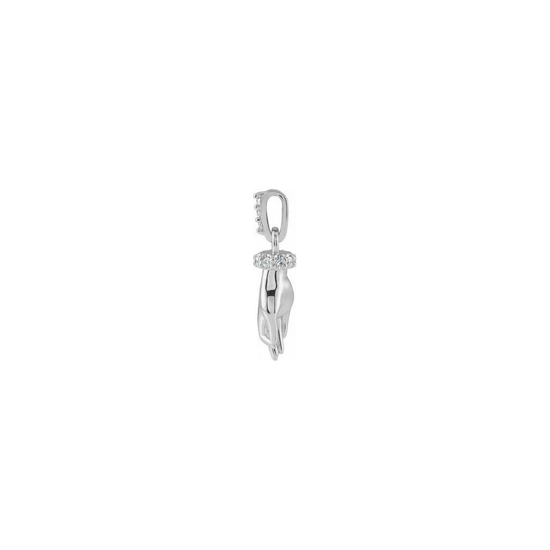 Diamond Hand of Buddha Pendant white (14K) side  - Popular Jewelry - New York