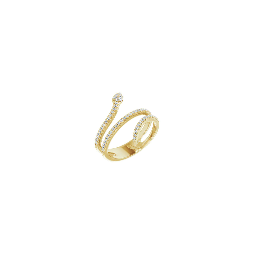 Diamond Coiled Snake Ring yellow (14K) main - Popular Jewelry - New York