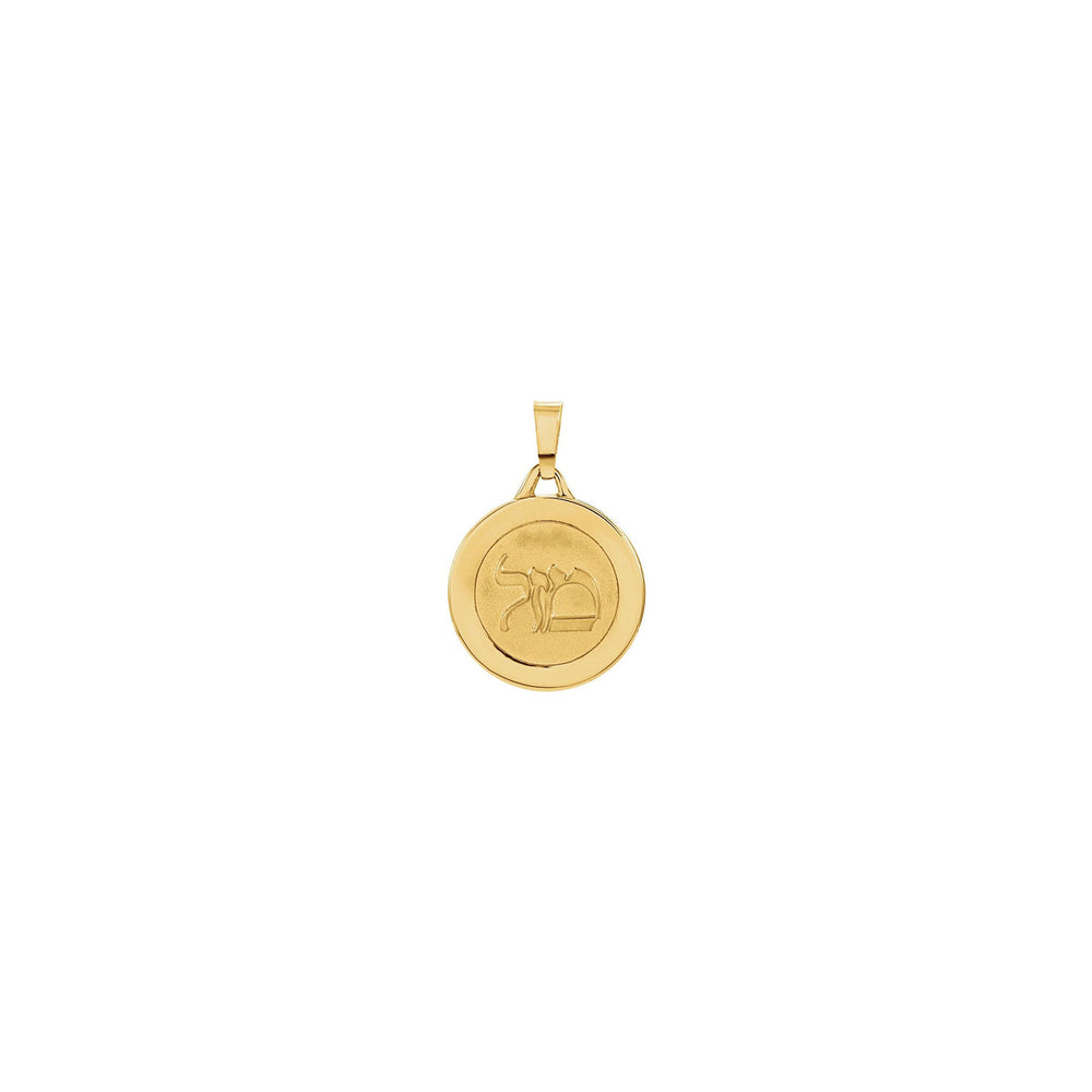 Round Mazel Good Luck Medal (14K) front - Popular Jewelry - New York