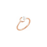 Crescent Moon Pearl Stapelbarer Ring Rose (14K) Diagonale - Popular Jewelry - New York