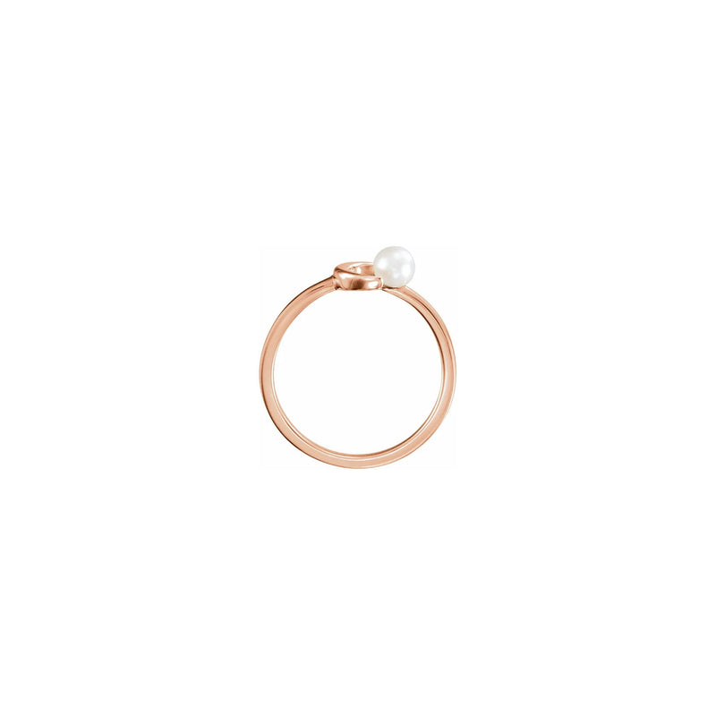 Crescent Moon Pearl Stackable Ring rose (14K) setting - Popular Jewelry - New York