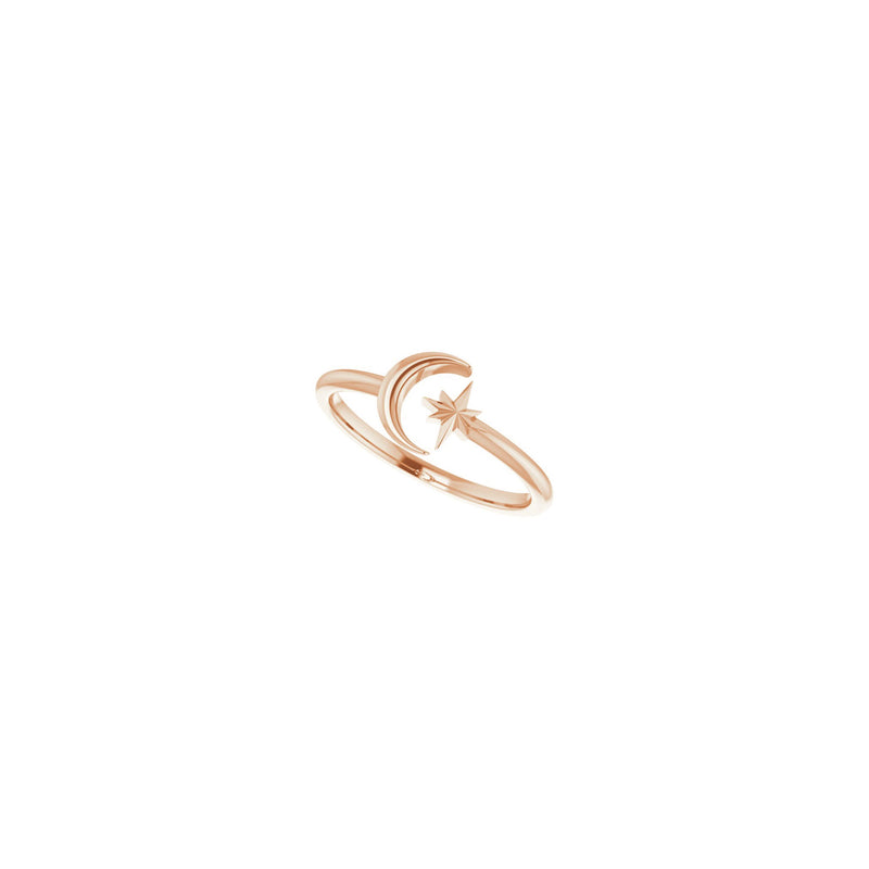 Crescent Moon & North Star Stackable Ring rose (14K) diagonal - Popular Jewelry - New York