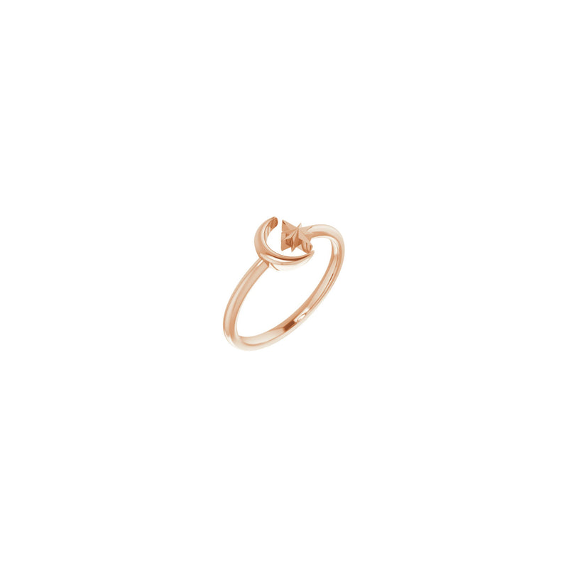 Crescent Moon & North Star Stackable Ring rose (14K) main - Popular Jewelry - New York