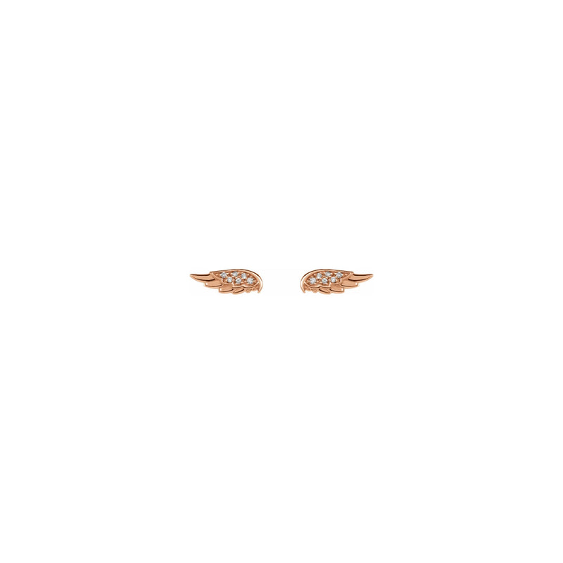 Diamond Accented Angel Wing Stud Earrings rose (14K) front - Popular Jewelry - New York