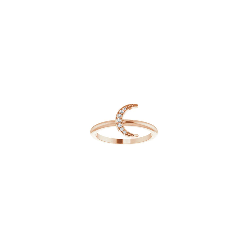 Diamond Crescent Moon Stackable Ring rose (14K) front - Popular Jewelry - New York