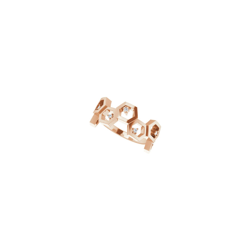Diamond Honeycomb Stackable Ring rose (14K) diagonal 2 - Popular Jewelry - New York