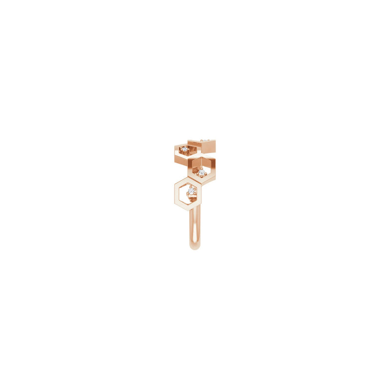 Diamond Honeycomb Stackable Ring rose (14K) side - Popular Jewelry - New York