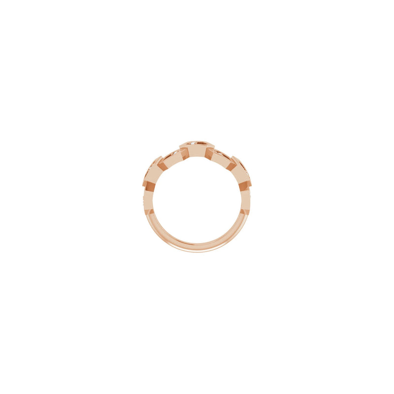 Diamond Honeycomb Stackable Ring rose (14K) setting view - Popular Jewelry - New York