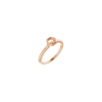 Diamond Honeycomb Stackable Solitaire Ring rose (14K) diagonalt - Popular Jewelry - New York