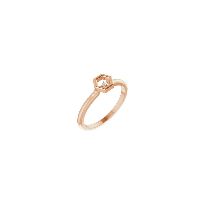 Diamond Honeycomb Stackable Solitaire Ring rose (14K) diagonal - Popular Jewelry - New York