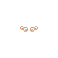 Diamond Honeycomb Stud Earrings rose (14K) front - Popular Jewelry - New York