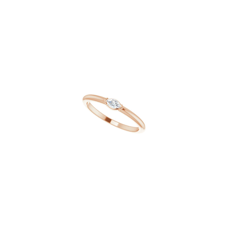Marquise Diamond Stackable Solitaire Ring rose (14K) diagonal 2 - Popular Jewelry - New York