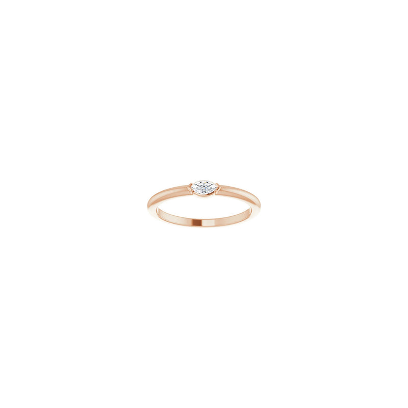 Marquise Diamond Stackable Solitaire Ring rose (14K) front - Popular Jewelry - New York