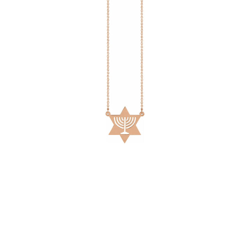 Menorah Star Necklace rose (14K) front - Popular Jewelry - New York