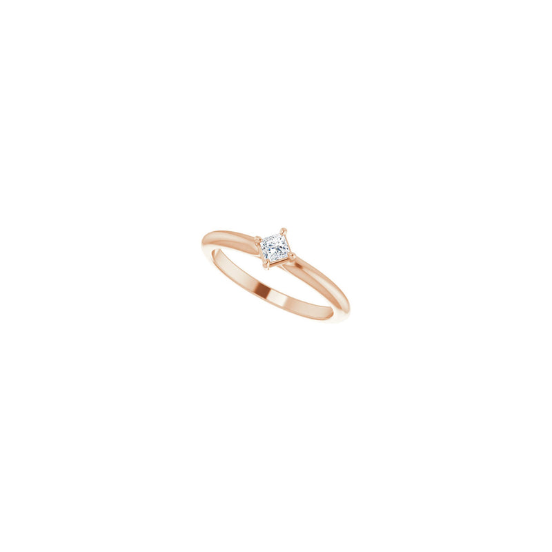 Princess Cut Diamond Stackable Solitaire Ring rose (14K) diagonal - Popular Jewelry - New York