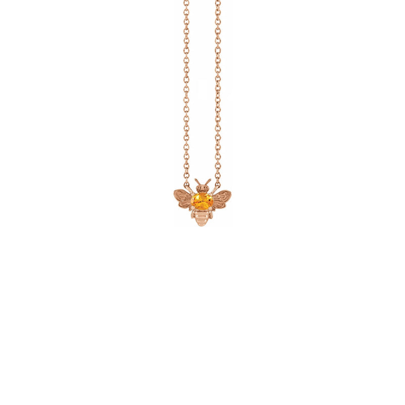 Spessartite Garnet Bee Gemstone Charm Necklace rose (14K) font - Popular Jewelry - New York