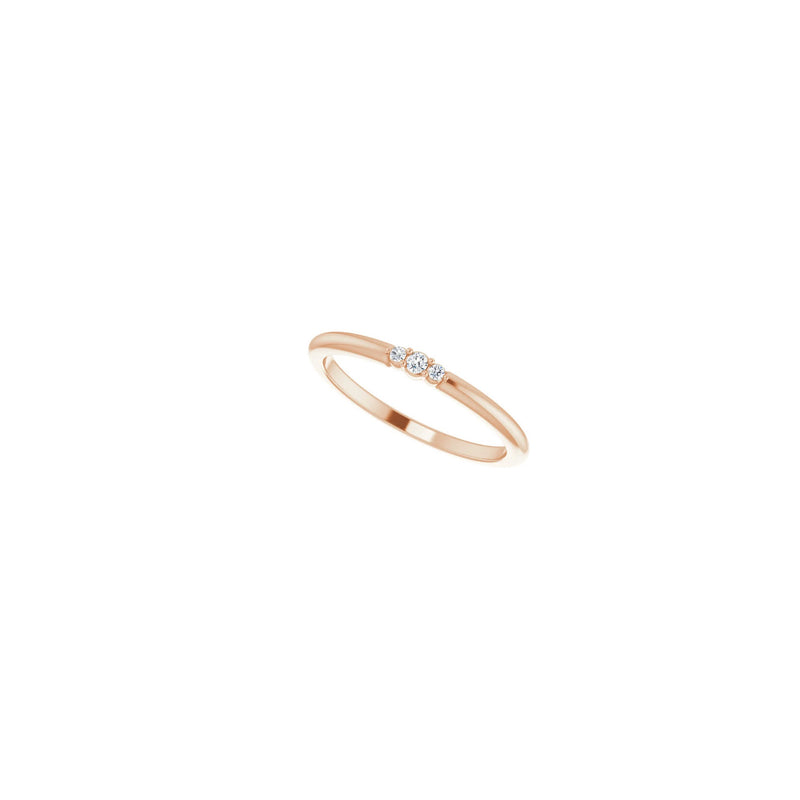 Triple Diamond Stackable Ring rose (14K) diagonal 2 - Popular Jewelry - New York