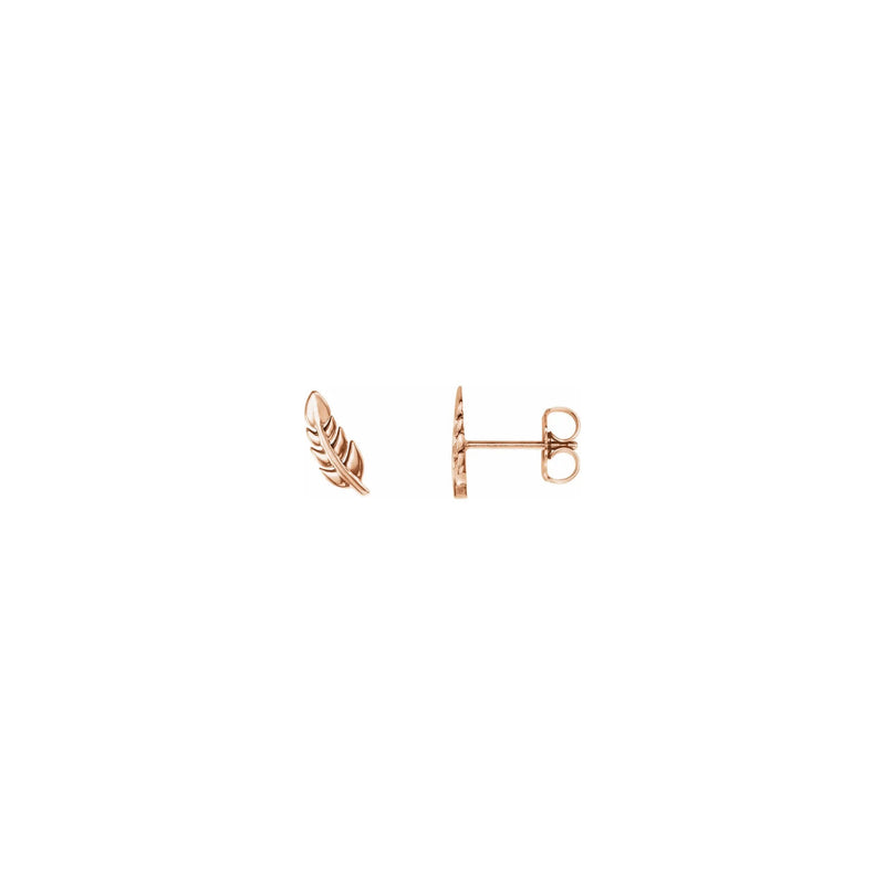 Wheat Leaf Stud Earrings rose (14K) main - Popular Jewelry - New York