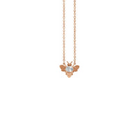 白色蓝宝石蜜蜂宝石吊饰项链玫瑰（14K）正面- Popular Jewelry  - 纽约