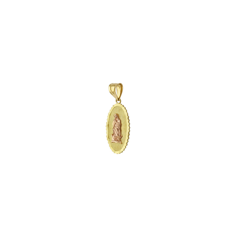 Haloed Guadalupe Oval Medallion Pendant (14K) side - Popular Jewelry - New York