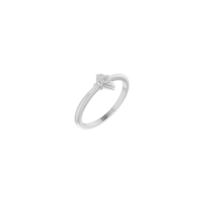 Bee Stackable Ring white (14K) diagonal - Popular Jewelry - New York