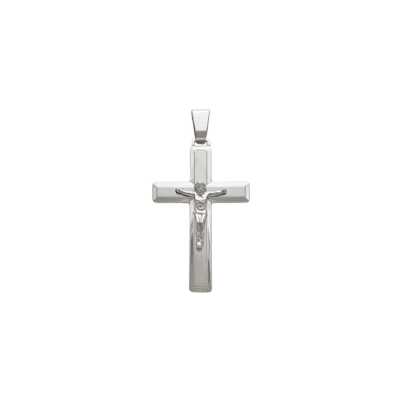 Bordered Crucifix Pendant (14K) front - Popular Jewelry - New York