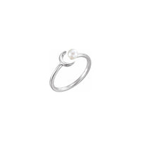 Crescent Moon Pearl Stackable Ring white (14K) diagonal - Popular Jewelry - New York