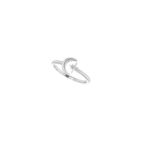 Crescent Moon & North Star stapelbare ring wit (14K) skuins - Popular Jewelry - New York