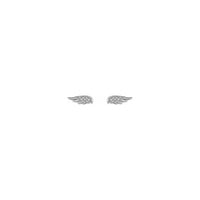 डायमंड एक्सेंट एन्जिल विंग स्टड बालियों सफेद (14K) सामने - Popular Jewelry - न्यूयॉर्क