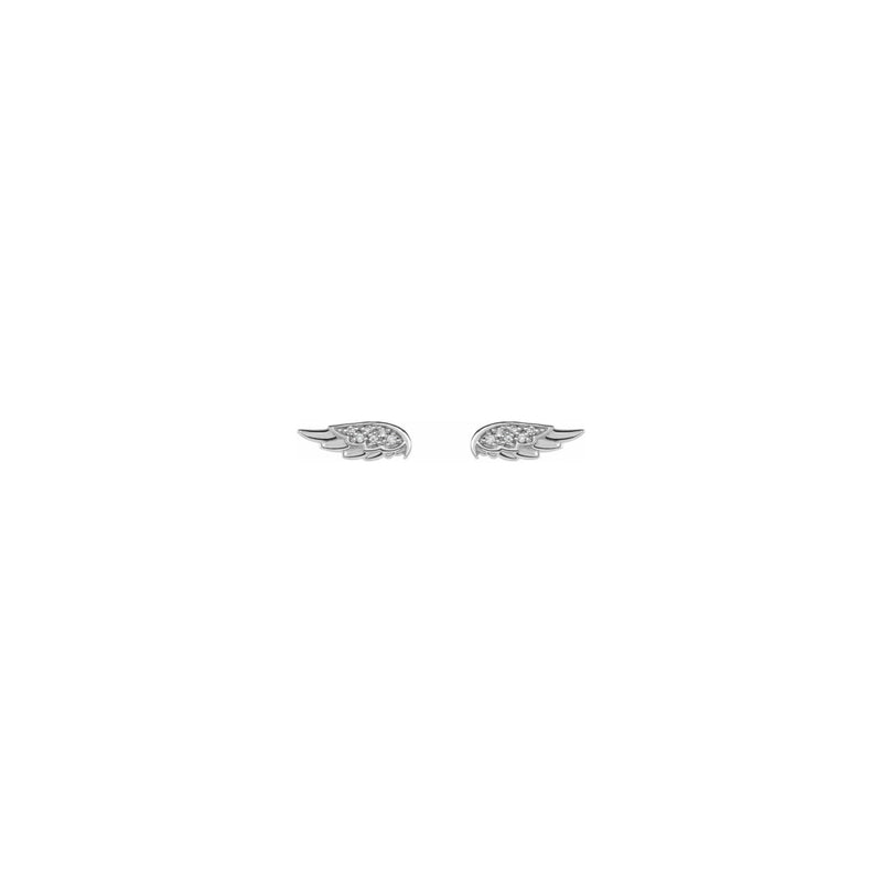 Diamond Accented Angel Wing Stud Earrings white (14K) front - Popular Jewelry - New York