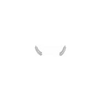 Diamond Accented Wheat Leaf Stud Earrings white (14K) front - Popular Jewelry - New York