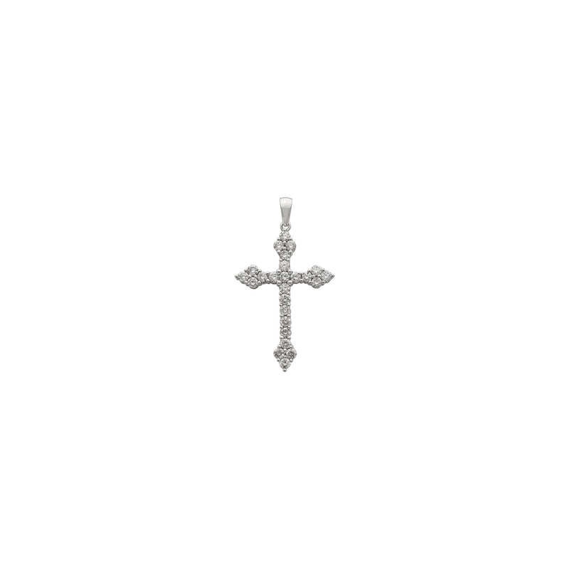Diamond Budded Cross Pendant large (14K) front - Popular Jewelry - New York