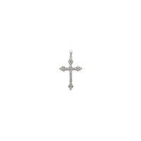 Diamond Budded Cross Pendant small (14K) front - Popular Jewelry - Нью-Йорк
