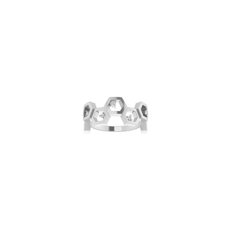 Diamond Honeycomb Stackable Ring white (14K) front - Popular Jewelry - New York