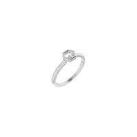 Diamond Honeycomb Stackable Solitaire Ring white (14K) diagonal - Popular Jewelry - New York