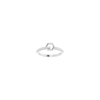 鑽石蜂窩可堆疊單石戒指白色 (14K) 正面 - Popular Jewelry - 紐約
