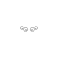 Diamond Honeycomb Stud Earrings putih (14K) depan - Popular Jewelry - New York
