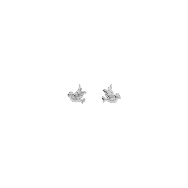 Dove Stud Earrings white (14K) front - Popular Jewelry - New York