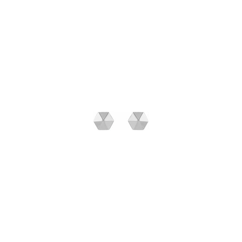 Hexagon Stud Earrings white (14K) front - Popular Jewelry - New York
